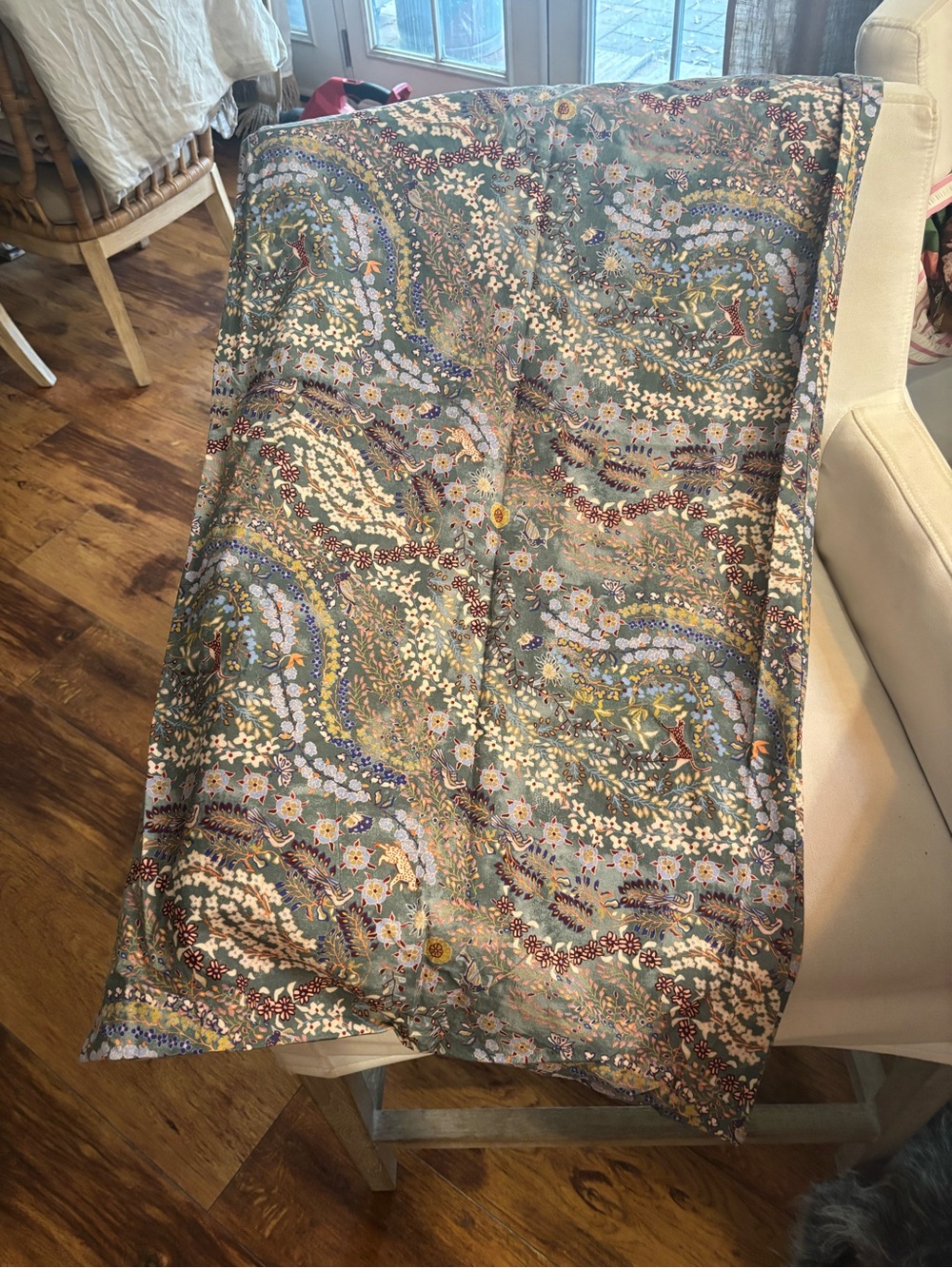 Anthropologie Sage Green Multicolor Floral Paisley sheet set